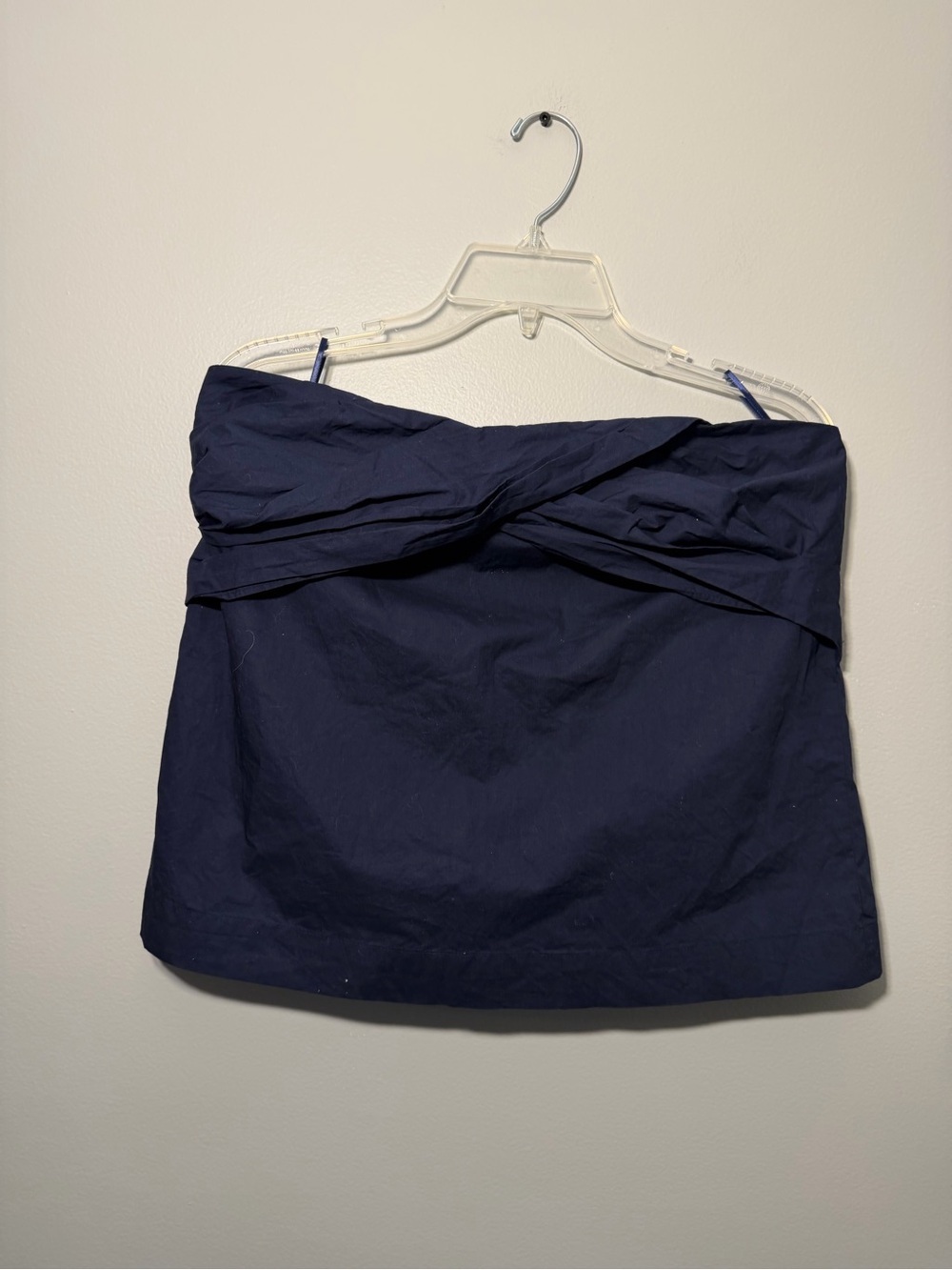 J. Crew Navy Strapless Twist-Front Top